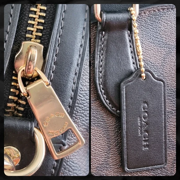 Coach CH488 Darcie Carryall Black Brown Signature Canvas Leather Satchel Bag - Picture 3 of 16